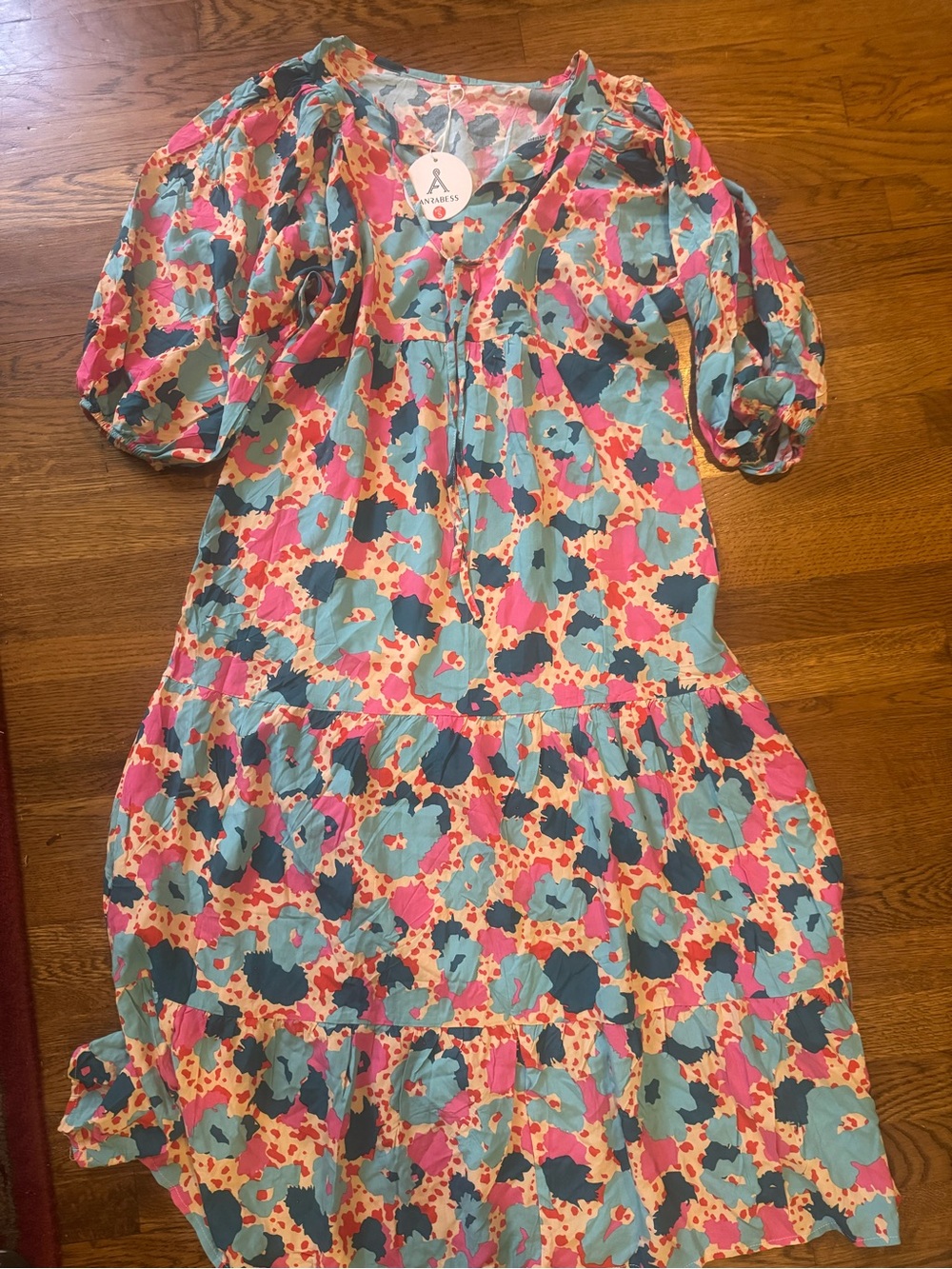 Anrabess Floral Maxi Dress in Aqua Pink Multi